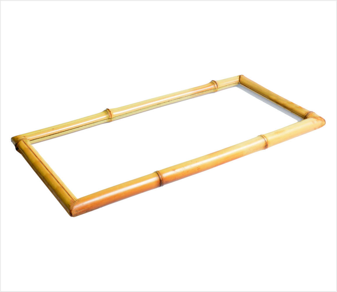 Bandeja de bambu e vidro retangular P