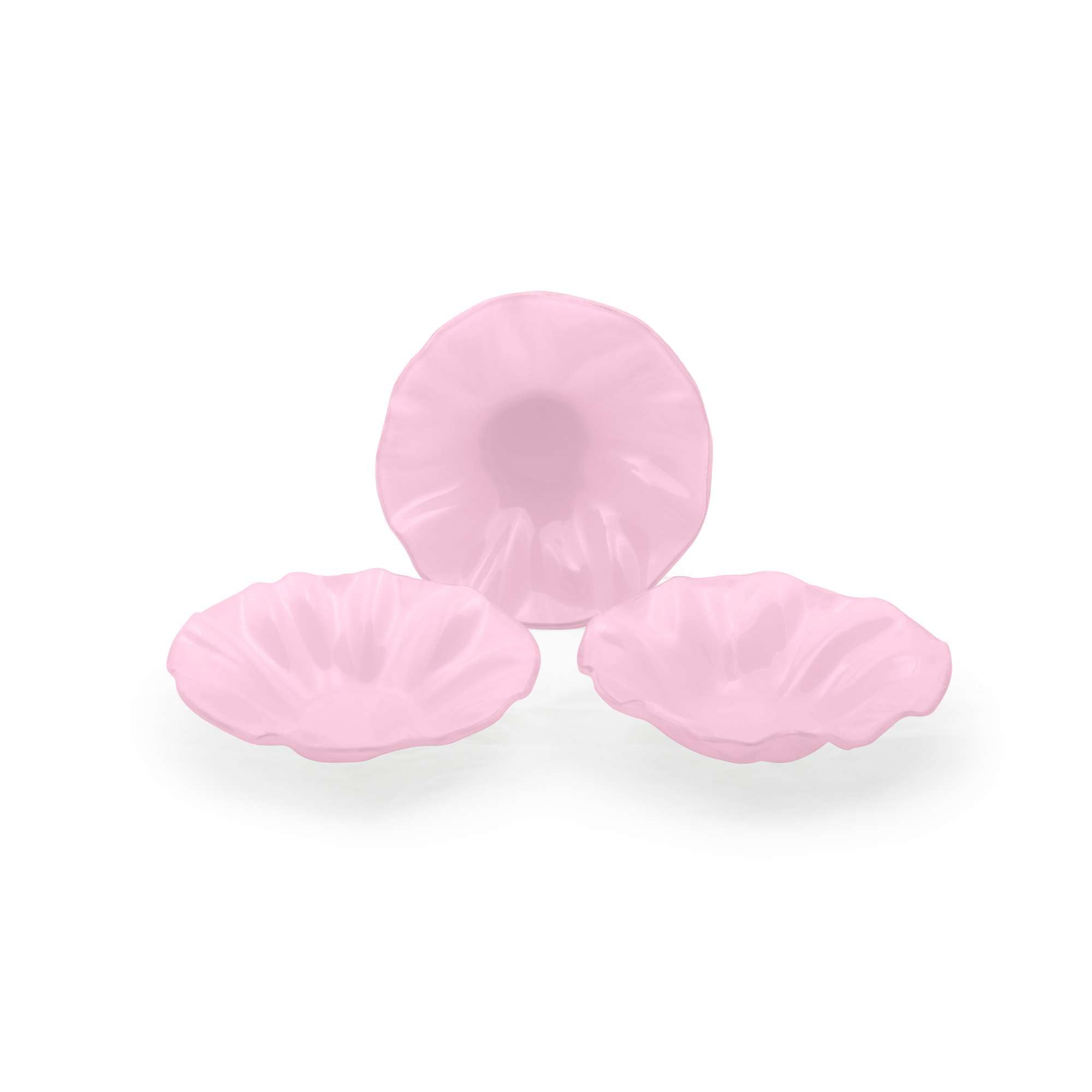 Conjunto 03 bowls grande de vidro rosa