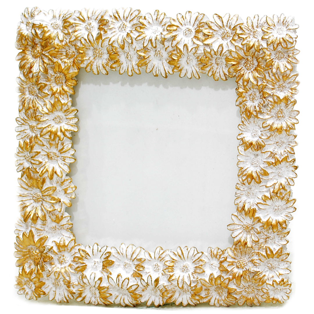 Moldura com espelho Branco e Dourado