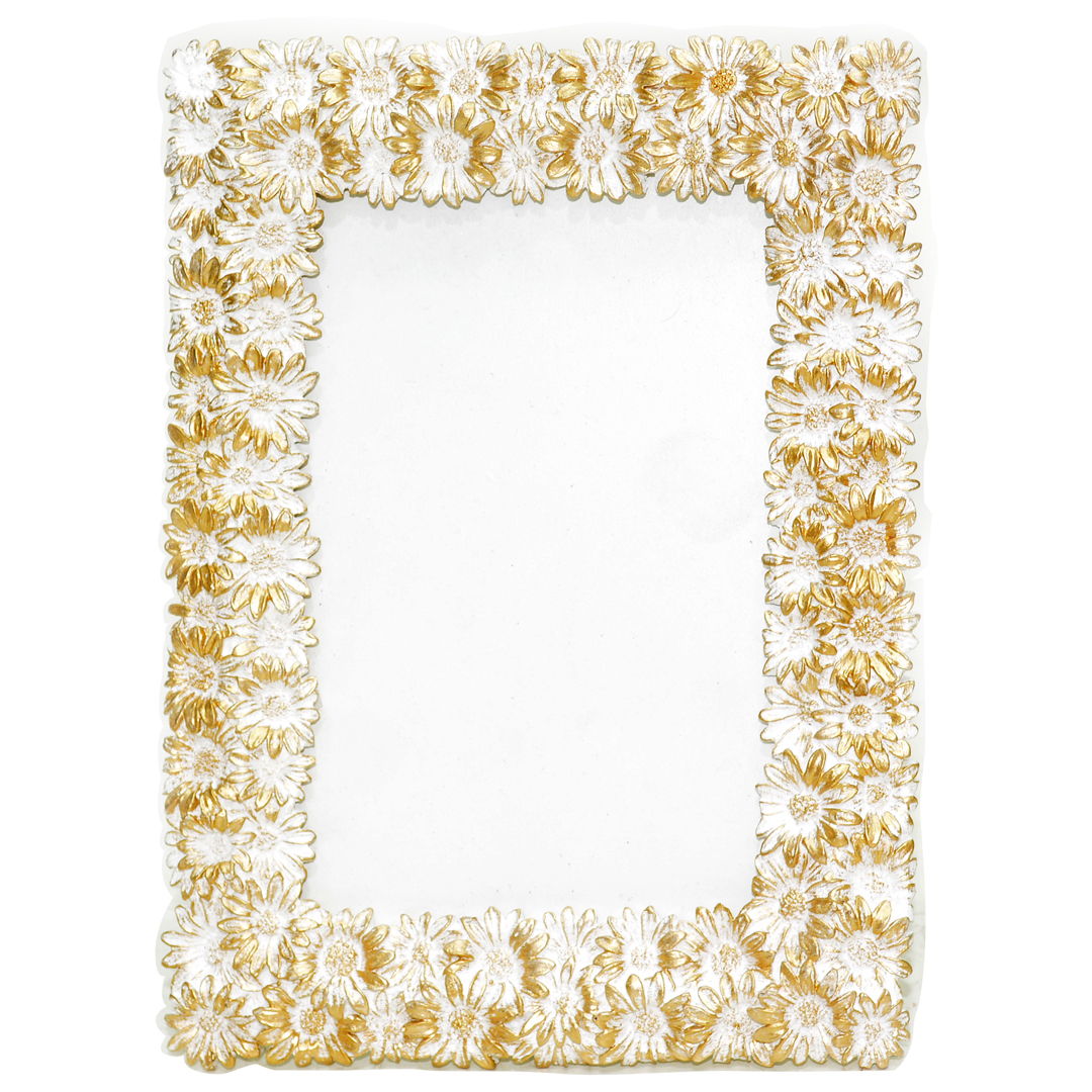 Moldura com espelho Branco e Dourado